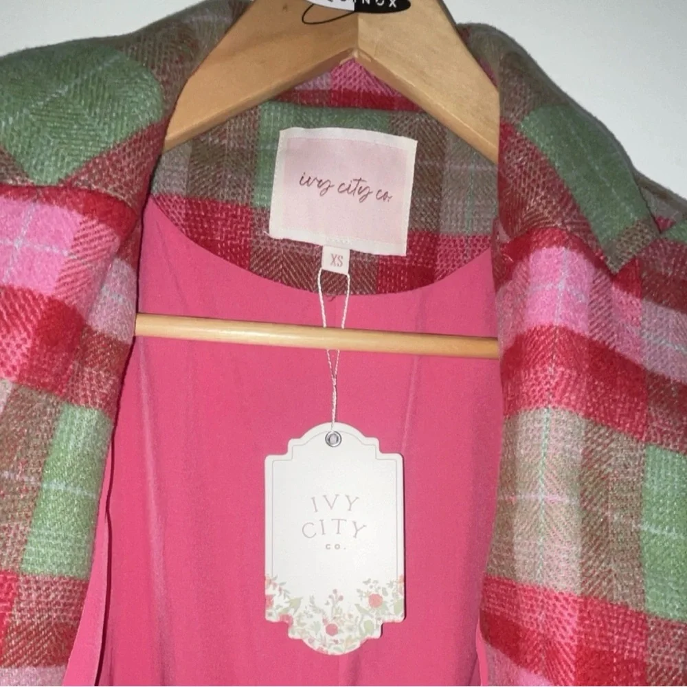 Ivy City Co Everly Plaid Wool Blend Coat NWT